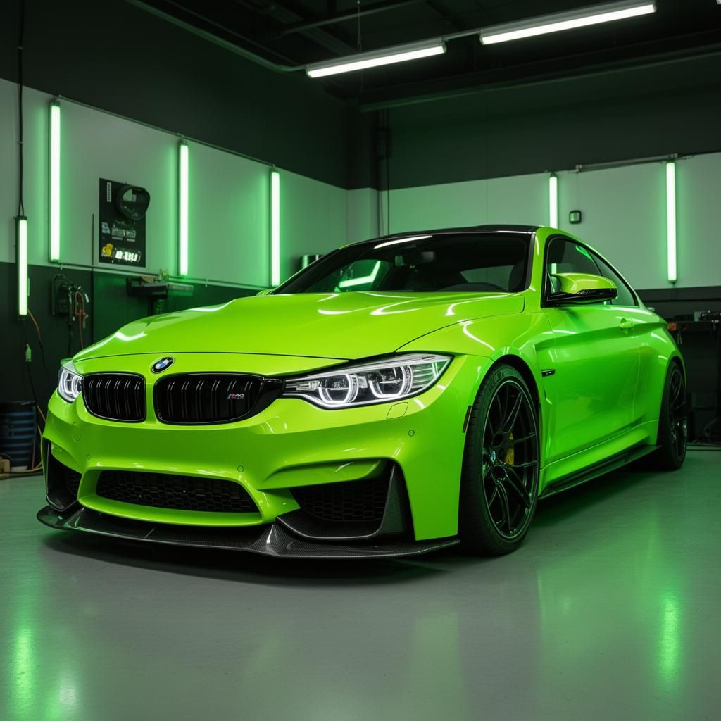 BMW M4 con wrapping verde lima